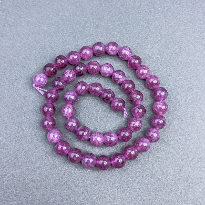 Rubellite Tourmaline Beads, Natural Stone, Smooth Round Bead, 8 mm Diameter, on Thread, 39 cm Length ±