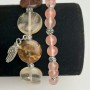 Set of Chalcedony Bracelets, 6.5 mm smooth beads, 15 mm circle diameter, with silver inserts on elastic, length 18 cm+