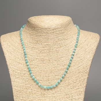 Amazonite natural stone necklace with faceted cube beads, 4x4 mm, length 47 cm +