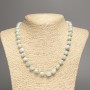 Necklace with natural green Angelite, faceted, bead diameter 10×9 mm ±, length 49 cm ±