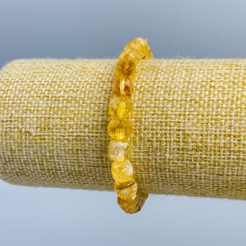 Bracelet Citrine natural gemstone faceted cube, diameter 7x7 mm, length 18 cm (stretch)