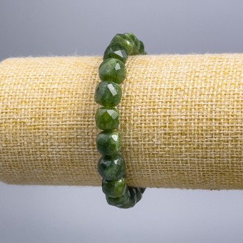 Bracelet Jadeite natural gemstone faceted cube, diameter 9x9 mm, length 18 cm (stretch)