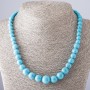 Blue Turquoise Necklace (pressed) with veining, graduated beads, 6-14 mm diameter, 44 cm length