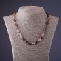 Beaded Necklace of Chocolate Hair Quartz — Faceted Oval, 8-10 mm Diameter, 45 cm Length