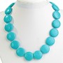 Blue Turquoise Necklace (Synthetic) Coin Beads 22mm, 45 cm length