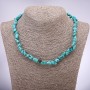 Beaded Necklace 'Turquoise' (Howlite) Hammered, diameter 8×10 mm, length 45 cm