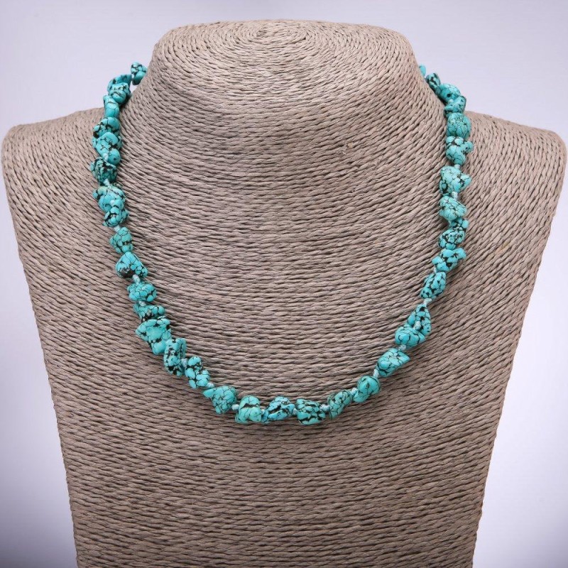 Beads 'Turquoise' (howlite) faceted, diameter ~10 mm, length 45 cm