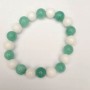 Bracelet with White Agate and Aquamarine (Imitation), Smooth Beads, 10 mm Diameter, 18 cm Length (Stretch)