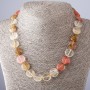 Chalcedony Coin Necklace, 15mm Beads, 45cm Length