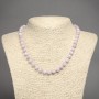 Natural Kunzite gemstone necklace with smooth round beads, 7.5 mm diameter, 45 cm long