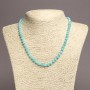 Aquamarine natural stone necklace with smooth beads, 6mm diameter, 45cm length