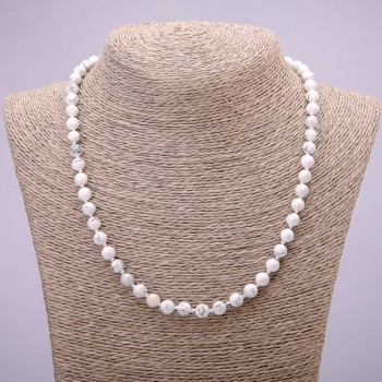 Kaholong Natural Stone Necklace with Smooth Beads, 6 mm Diameter, 45 cm Length+
