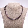 Charoite Natural Stone Bead Necklace, hammered texture, bead diameter 7–8 mm, length 45 cm