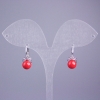 Xuping Rhodium-plated Earrings with White Crystals and Red Bead 17x8mm+
