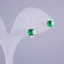 Xuping Rhodium-Plated Stud Earrings with Green Stones 5x5mm Square +-, length 16mm+