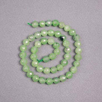 Prehnite beads on a thread, natural stone, faceted ball, diameter 8 mm +/-, length 39 cm +/-