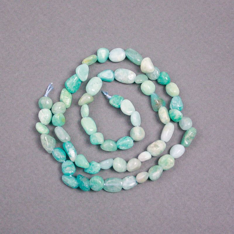 Larimar natural gemstone faceted beads on a string, diameter 6x8 mm ±, length 39 cm ±