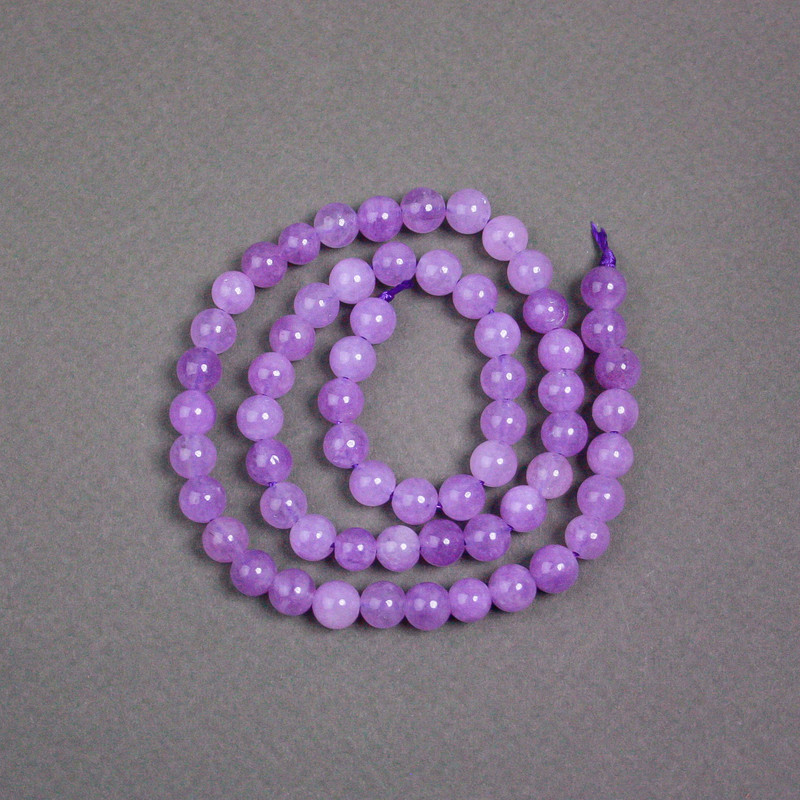 Lavender Amethyst Beads on Thread, Natural Stone, Smooth Beads, 6.5 mm Diameter, 38 cm Length