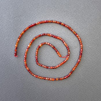 Carnelian Beads on Thread, Natural Stone Cube, Diameter 2.5×2.5 mm, Length 39 cm ±