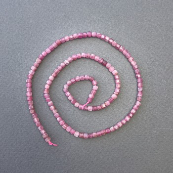 Beads on thread, natural tourmaline cube beads, diameter 3×3 mm ±, length 40 cm+