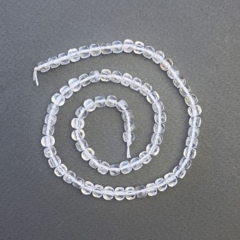 Beads of rock crystal, natural stone, faceted cube beads, diameter 5×5 mm, length 38 cm ± on thread