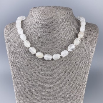 Mountain Crystal Barrel Necklace, diameter 14x10mm+-, length 47cm+-