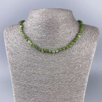 Canadian Jadeite Necklace, natural faceted cubes 5x5 mm, 50 cm length
