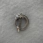 Dragon with Pearl Brooch-Pendant in Silver Metal 40x34 mm +