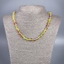 Opal glass necklace 'Yellow Chameleon', smooth beads, 8 mm diameter, length 49 cm