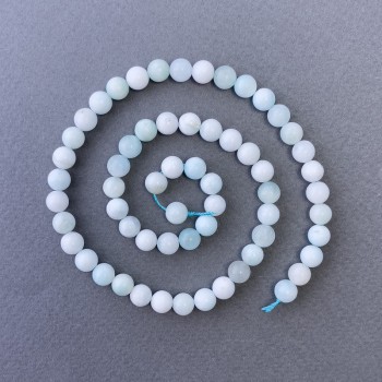 Hemimorphite beads natural stone smooth spheres, diameter 6.5 mm, length 39 cm