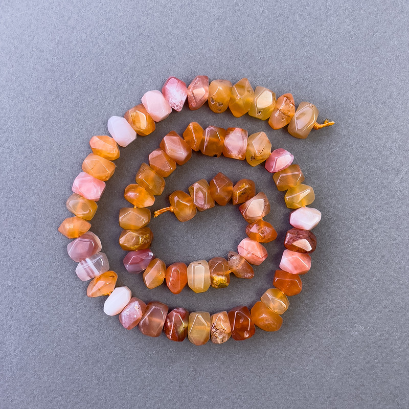 Botswana agate beads orange natural stone faceted rondelle on thread, diameter 10×7 mm+-, length 39 cm+-