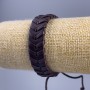 Bracelet, length 18-25 cm, thickness 14 mm, eco-leather, brown color, with adjustable clasp