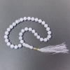 White Agate Rosary Beads (pressed), smooth beads, 12mm diameter ± 33 beads, with Agate inserts