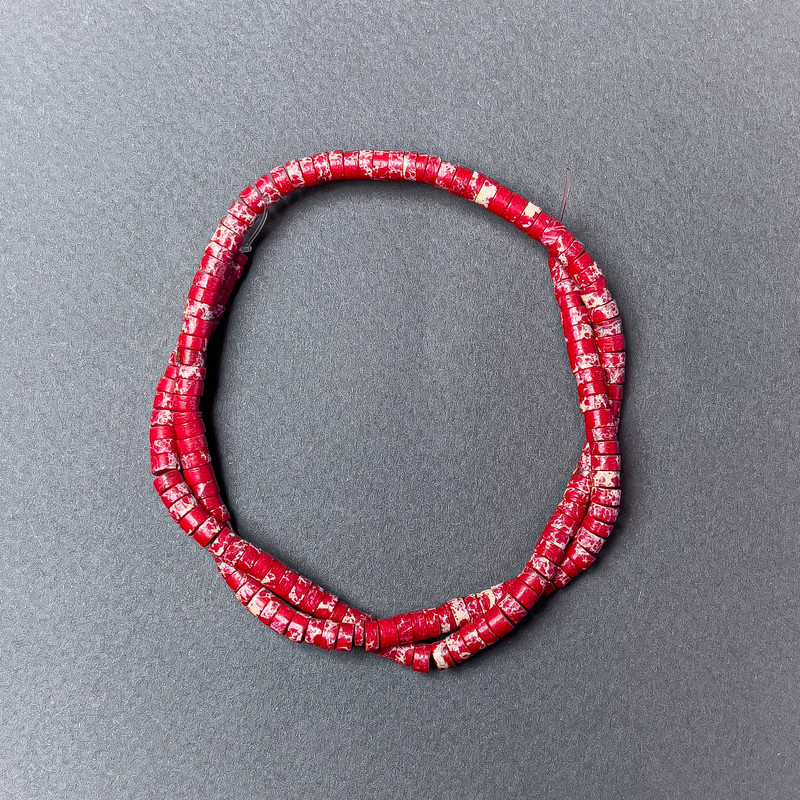 Red Variscite Beads (Pressed) Rondelle, diameter 4.5×2.5 mm, length approximately 38 cm on thread