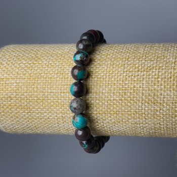 Chrysocolla bracelet with natural stone smooth beads, 8.5 mm diameter, length 18 cm (stretch)
