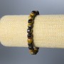 Tiger's Eye Bracelet, Natural Stone, Faceted Cube, 7 mm Diameter +/-, Length 18 cm (Stretch)