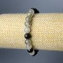 Hairy Rutile Quartz Bracelet, Natural Stone, Smooth Beads, 8 mm Diameter, 18 cm Length (Stretch)