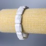 Bracelet with natural kaholong stone, rectangular links, 13x18 mm, length 18 cm (stretch)
