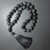 Gray Ocean Jasper prayer beads (synthetic acrylic) smooth beads, 12 mm diameter, 33 beads, with metal inserts