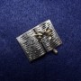 Brooch 'Book with Glasses' gray and gold enamel, silver-colored metal 35x26mm