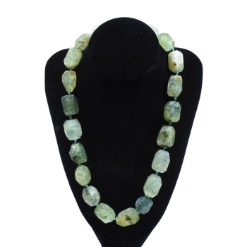 Necklace with Prehnite, natural stone, faceted, diameter 14×20 mm ±, length 52 cm +