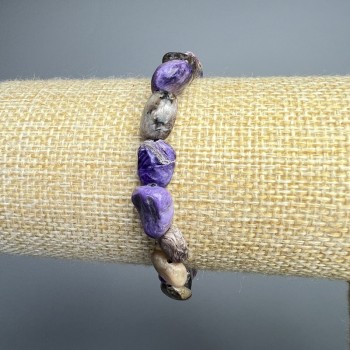 Charoite bracelet, natural faceted beads, 9×11 mm diameter, length 18 cm ± (stretch)