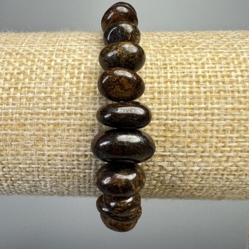 Bronzite bracelet with natural stone, large faceted beads, diameter 10×5 mm, length 18 cm +/- (stretch)