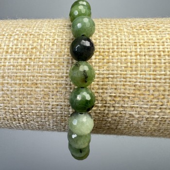 Bracelet Jadeite Canadian natural stone faceted bead, diameter 8mm±, length 18cm± (stretch)