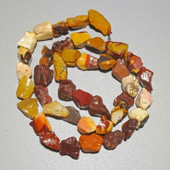 Beads Jasper Mookaite natural unprocessed stone rough-cut, diameter 8x10mm, length 40cm on thread