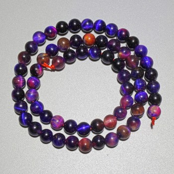 Beads Multicolor Cat's Eye natural stone, smooth bead, 6mm diameter, 38cm length on thread