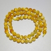 Yellow Cat's Eye Beads natural stone, smooth beads, 6.5 mm diameter, 38 cm length on a thread