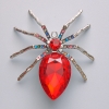 Spider brooch-pendant with red crystal, multicolored rhinestones, silver-toned metal 56x64mm