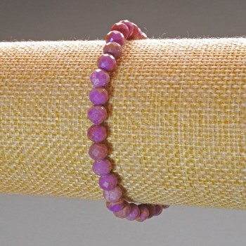 Phosphosiderite Bracelet, Natural Stone, Faceted Bead, 6 mm diameter, 18 cm length (stretch)