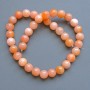 Beads of tinted quartz, smooth round beads, diameter 8.5 mm, length about 38 cm on a beading thread